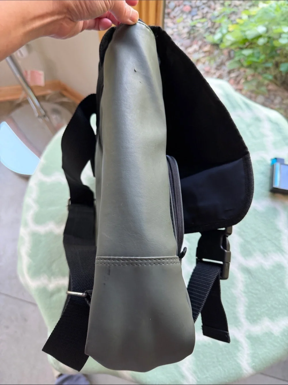 HUGO Boss Dark Olive Green and Black Men's Flap Buckle Backpack